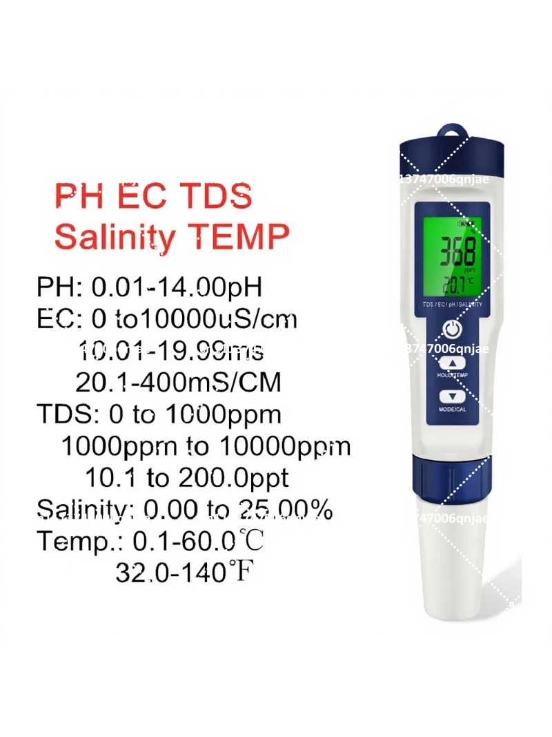 5-in-1 Digital Water Quality T - огляд і ціна Ph Meter Digital Water Tester