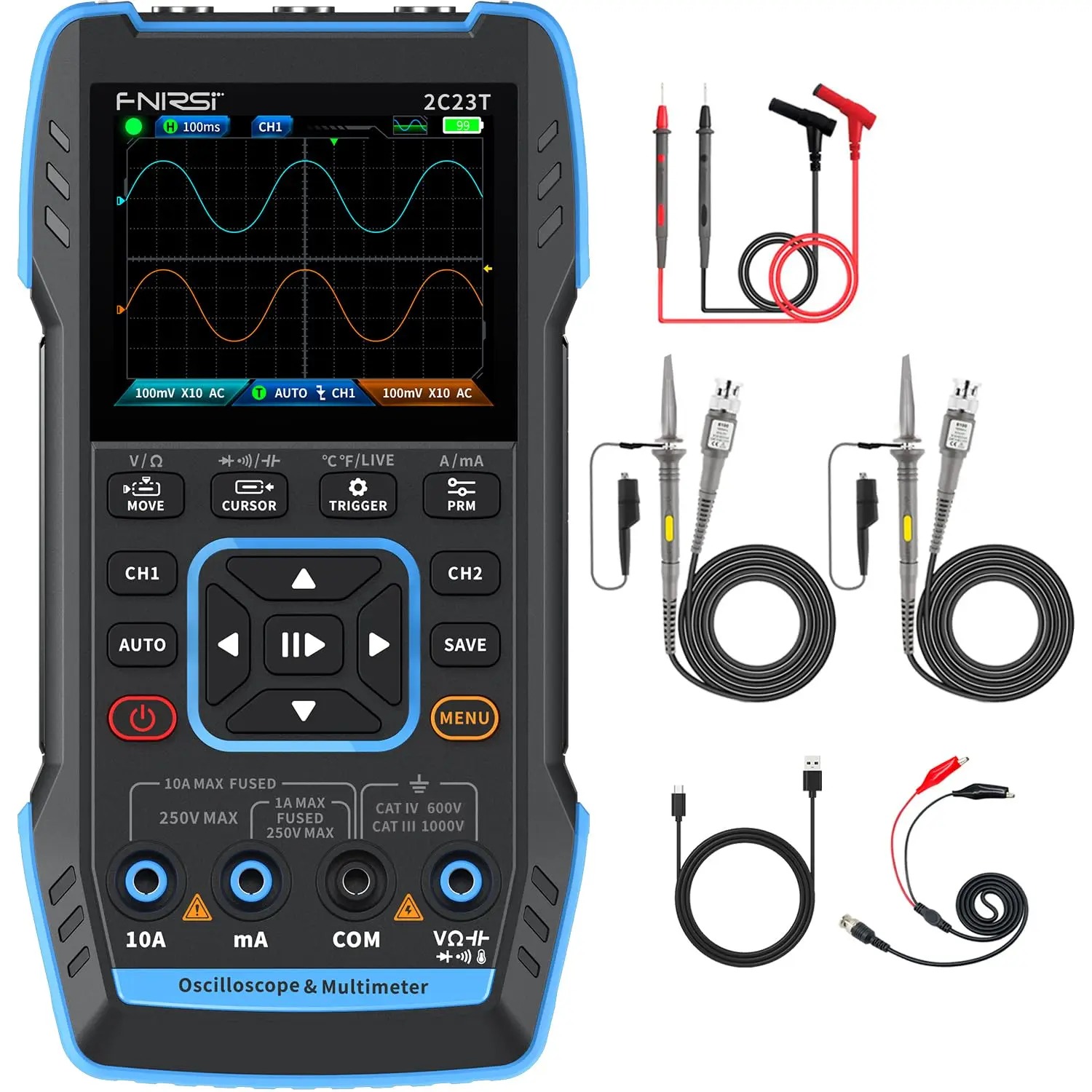 2C23T 3-in-1 Handheld Oscillos - огляд і ціна Fnirsi Digital Oscilloscope Handheld