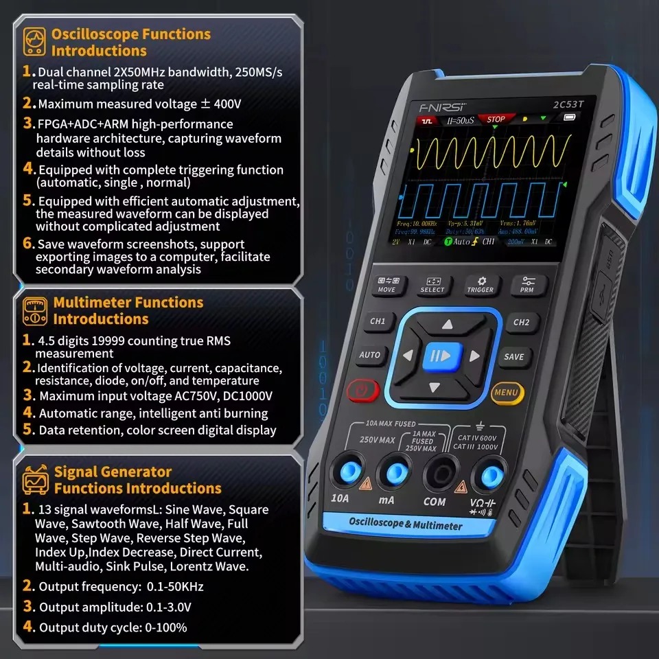 2C23T 3-in-1 Handheld Oscillos - огляд і ціна Fnirsi Digital Oscilloscope Handheld