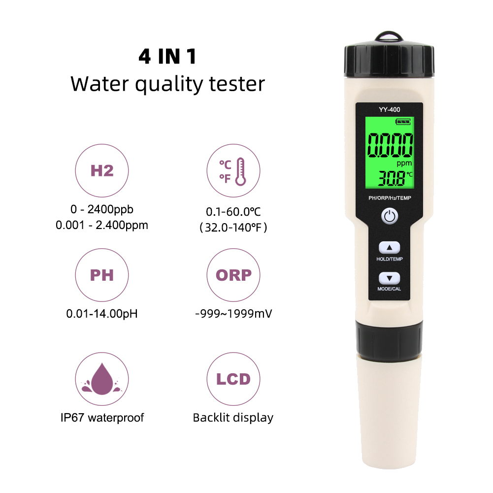 4 in 1 YY-400 PH/ORP/H2&TEM Me - огляд і ціна Ph Meter Digital Water Tester
